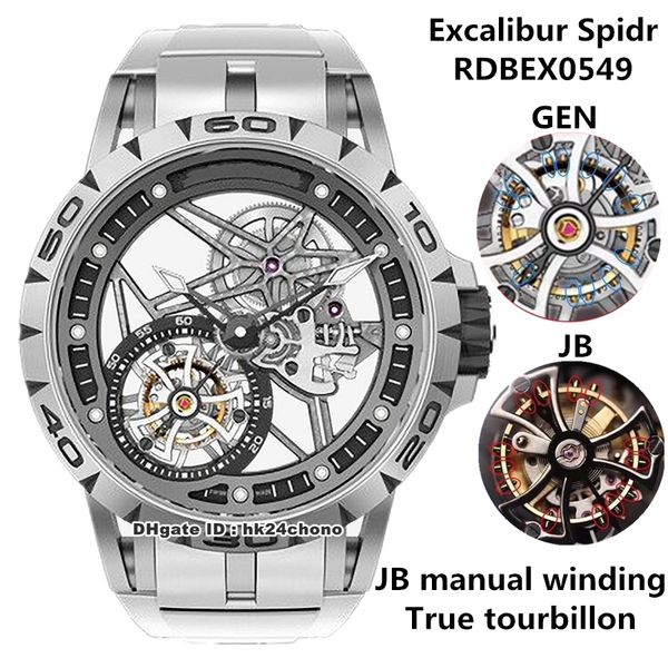 

jb супер excalibur паук tourbillon volant squelette титана rd505sq ручной подзавод мужские часы rddbex0549 skeleton циферблат резиновый мужс, Slivery;brown