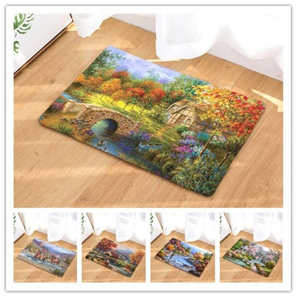 

digital printing bathroom kitchen strip water absorbing anti-skid wind non-slip tress non-slip oil painting floor mat door mat