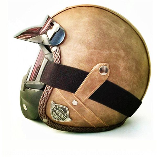 

leather handmade four seasons personalized harley motorcycle motorcycle 3/4 leather helmet half helmet