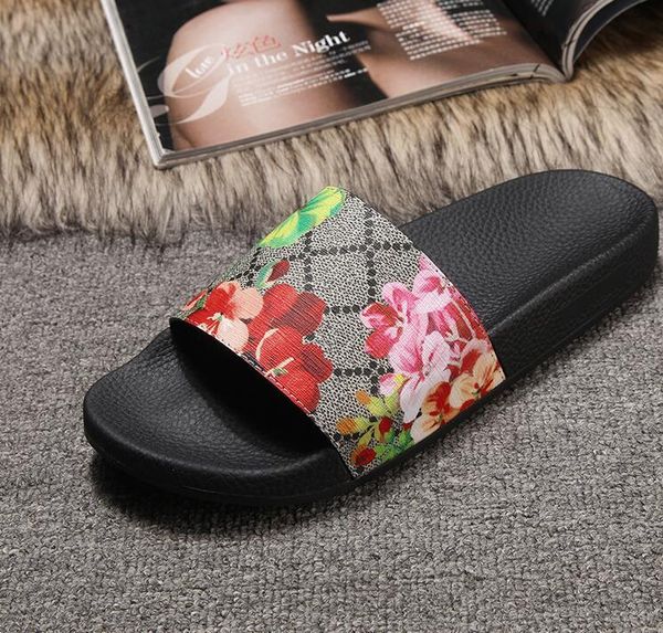 

with box 2018 slides summer luxury designer beach indoor flat g sandals slippers house flip flops with spike sandal cs05, Black