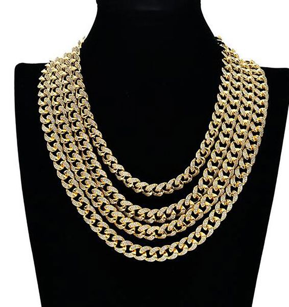 

18k gold lab diamond cuban chain link micro pave miami bling 12mm full iced cuban chain necklace 16inch-24inch, Silver