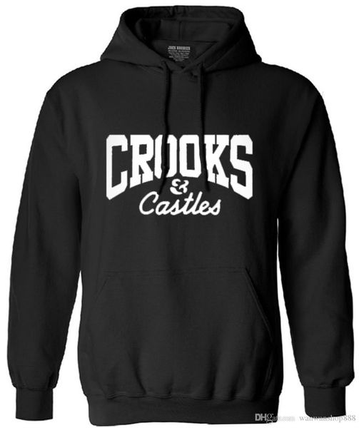 

wholesale-new fashion 2016 autumn winter men's hip hop hoodie crooks and castles hooded long sleeve brand casual sweatshirt for men, Black