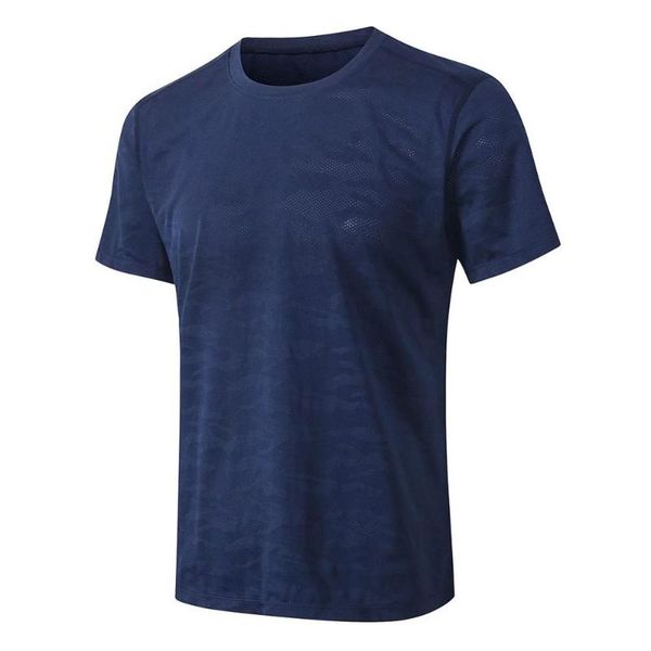 

men's sports short-sleeved loose camouflage perspiration fitness high-elastic quick-drying clothes, Black;blue