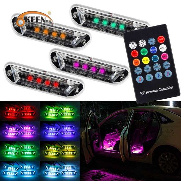 

okeen новый автомобиль led атмосфера огни rgb декоративные music mode led multicolors лампы с rf-пульт дистанционного управления автомобиля