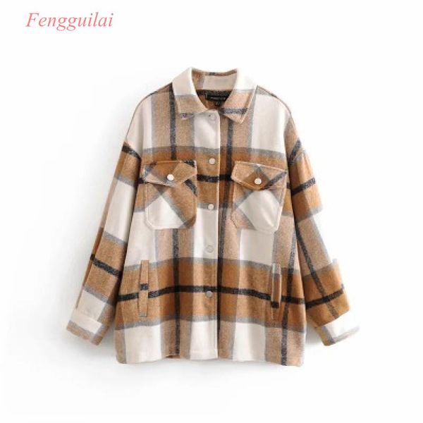

2020 winter women green plaid long coat jacket casual warm overcoat fashion long coats, Black