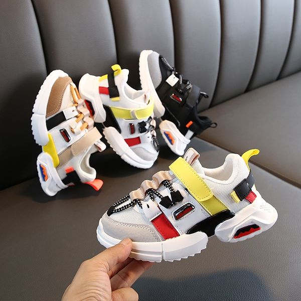 

sneakers ins new breathable sneakers children's children's medium and large boys' running girls' shoes casual dad shoes, Black