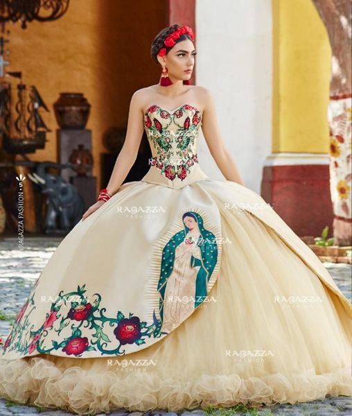 

luxury embroidered vestido 15 anos quinceanera dresses long formal sweet 16 dress prom gowns party wear, Blue;red
