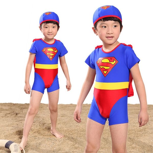 

boy's one-piece swimming cap swim suit children's one-piece spring swimsuit boy's baby's swimming cap, Black