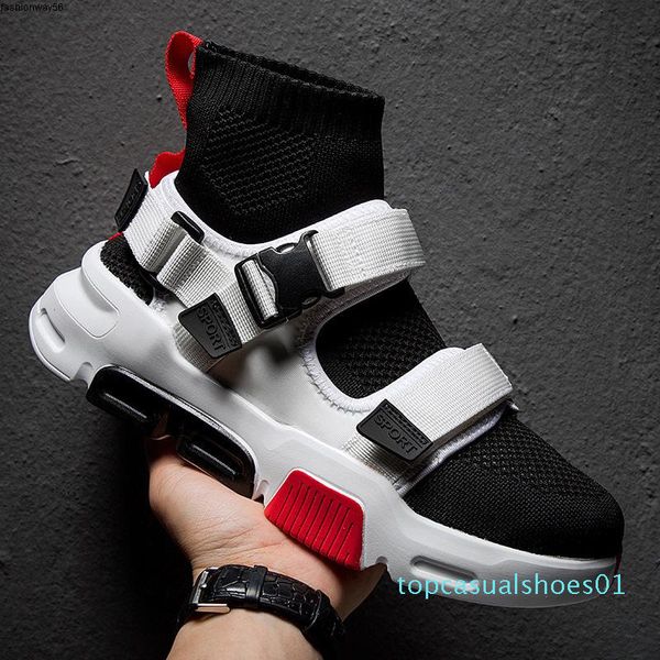 

sneakers summer ins spring men weave dad buckle sock shoes breathable hip hop sneakers tenis masculino adulto zapatos de hombre t01, Black