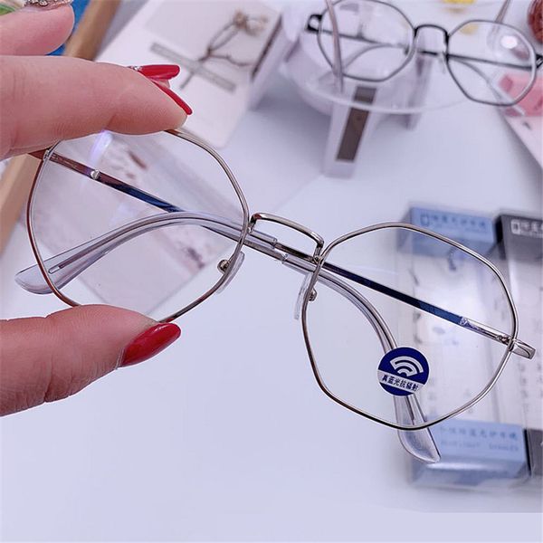 

vintage anti blue light glasses frame round lens myopia optical mirror simple metal women men transparent eyewear frames 2020 new, White;black
