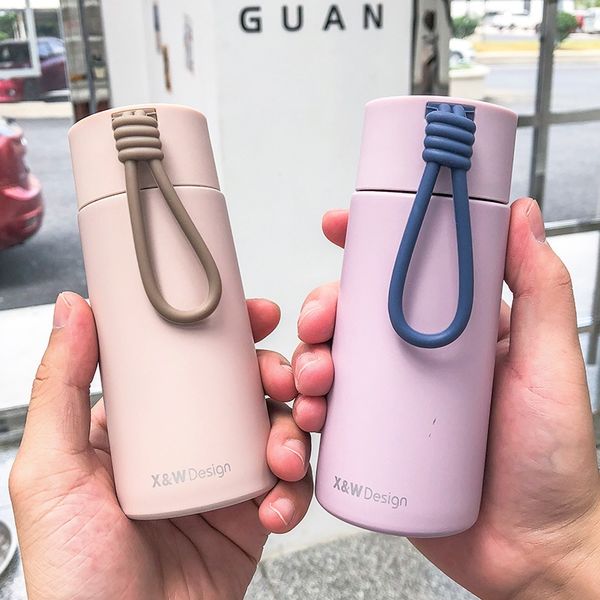 

korean style fashion outdoor simple thermos thermos with rope fashion sports hipster cup artistic stainless steel cup