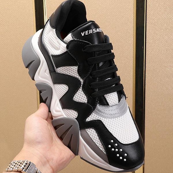 

new arrival mens shoes comfortable footwears squalo sneakers low lace -up luxury men shoes herren luxus marken schuhe, Black
