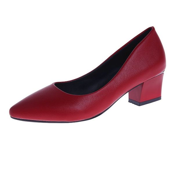 

plus size women dress shoes office lady shoes patent leather high heels woman square heeled pumps ladies, Black
