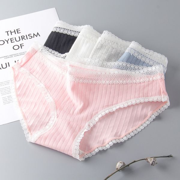 

новые бесшовные женщин высокого эластичного кружева кружева белье середины талии breifs девушка студент хип-лифтинг белье, Black;white