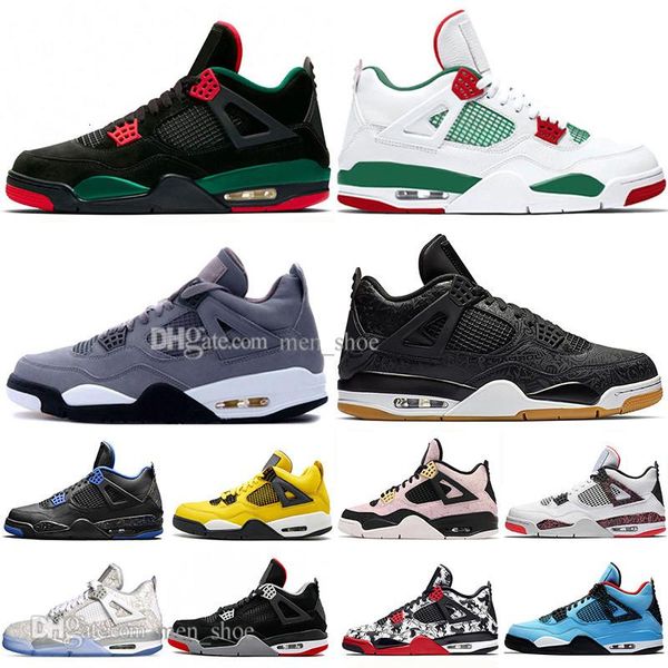 

discount bred 4 4s what the cactus jack laser wings mens basketball shoes denim blue pale citron men sports designer sneakers 36-47