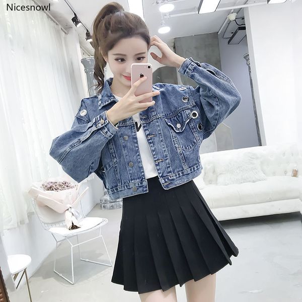 

джинсовая куртка женщин сыпучие короткий участок 2020 весной и осенью женская одежда new wild bat рукавом джинсовой студенток пальто, Black;brown