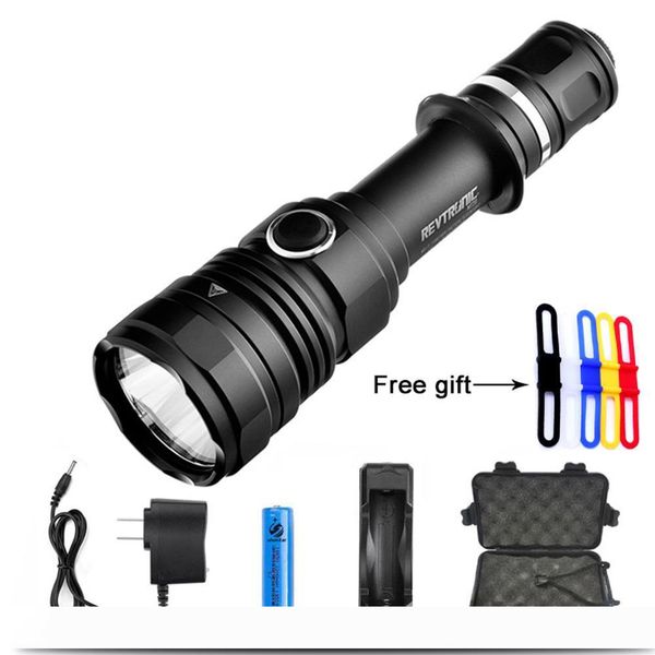 

LED Flashlight L2 10000LM Superbright Tactical torch 5 Modes Two memory switch waterproof with 18650 battery+charger