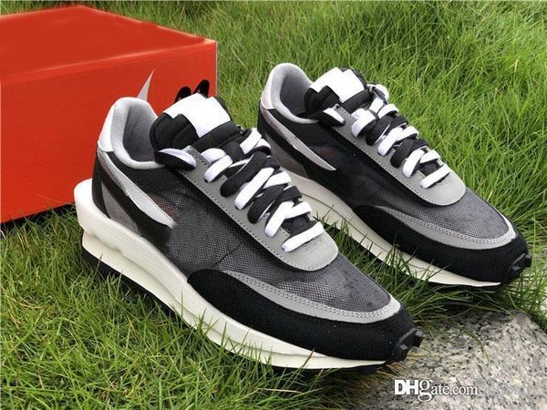 

новый аутентичный sacai х ldwaffle daybreak черного антрацит кроссовки мужчины женщина green gusto pine green спорт кроссовки bv0073-001 с к