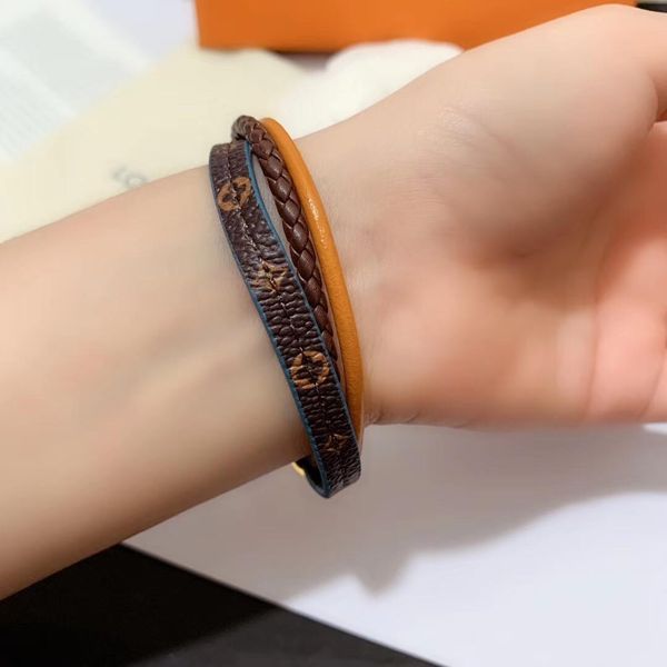 

2020 316l titanium steel bangle with genuine leather women wedding jewelry ps5366, Black