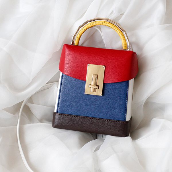 

stunning2020 fashion personalized women's portable shoulder lock color matching leather small box bag