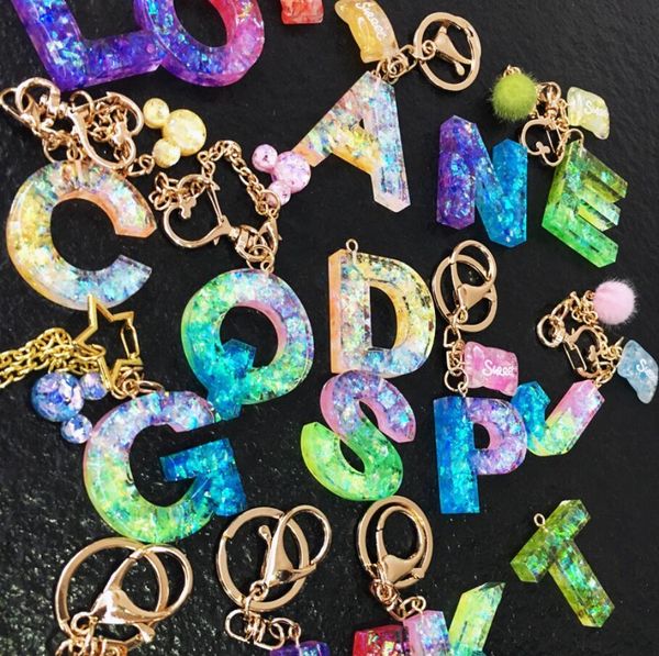 designer Key chain New girl candy color sweet letter key chain student bag pendant lovely cute fun car ornaments female 26 Letters key chain