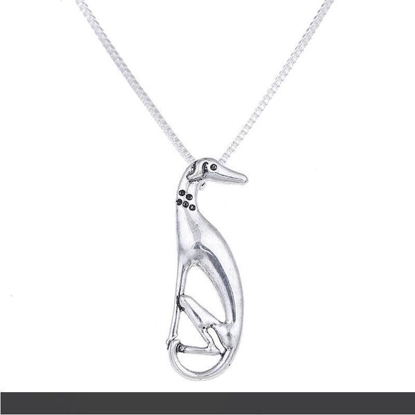 

antique silver sitting greyhound necklace dog pendant whippet italian sight hound galgo choker necklaces halloween gift