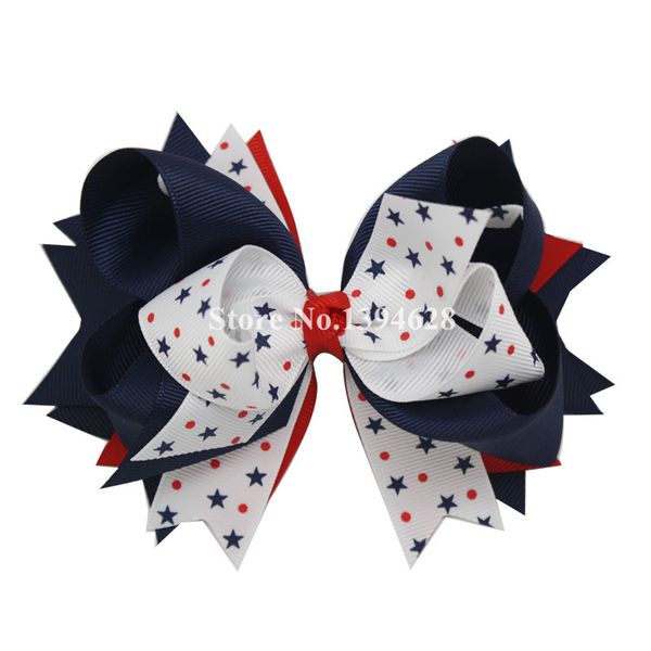 

usd1.66/pc 5.5inches navy,red,white with star stacked boutique bows with 6cm hair clips,grosgrain ribbon bows, hair accessories, Slivery;white