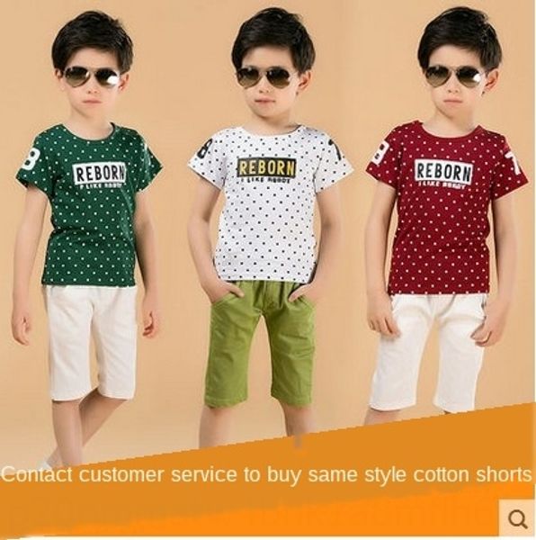 

children's boy 's t-shirt short-sleeved t-shirt cotton sweat cuhk children round-neck polka dot summer new, Blue