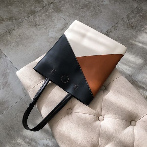 

women shoulder bag soft pu leather andle bags fashion panelled ladies big tote womens handbags shopping bag bolsa feminina