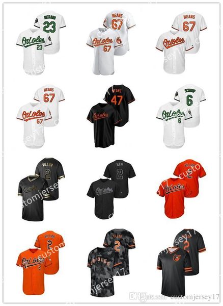 

men women youth baltimore orioles 67 means 2 villar 34 gausman 23 rickard 45 trum player 2020 custom jerseys baseball jersey, Blue;black
