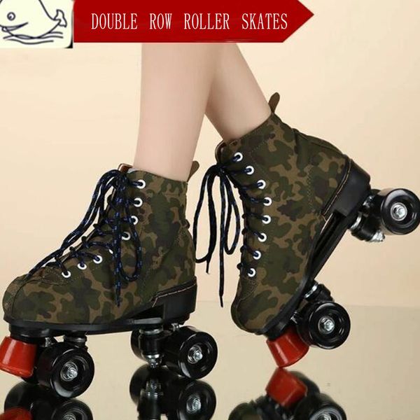 

roller skates men and women 4-wheel flash wheel roller skating rinks skates double row wheel patines with 2- inline pu