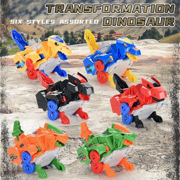 

6styles assorted transformation dinosaur car 2-in-1 design cool animation shape for boy kids gag cartoon toys 01