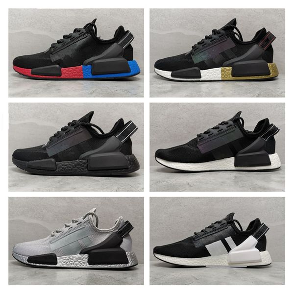 

2020 wholesale nmd r1 v2 stripe punchy neon summer breathe trainer for men women running shoes sport sneaker02, Black