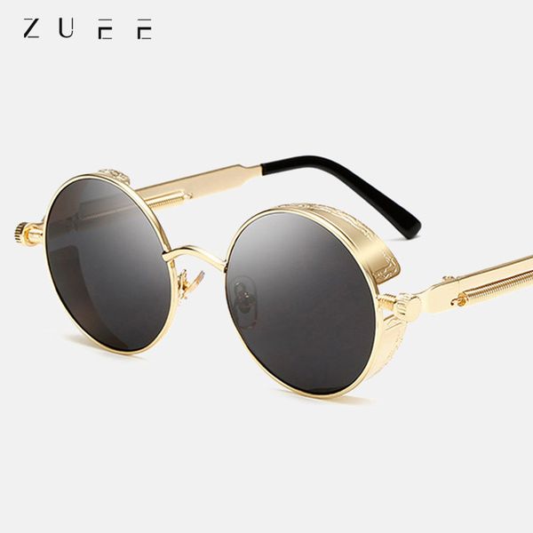 

zuee vintage sunglasses classic women kwa gothic sunglasses steampunk women brand vintage round frame male, White;black