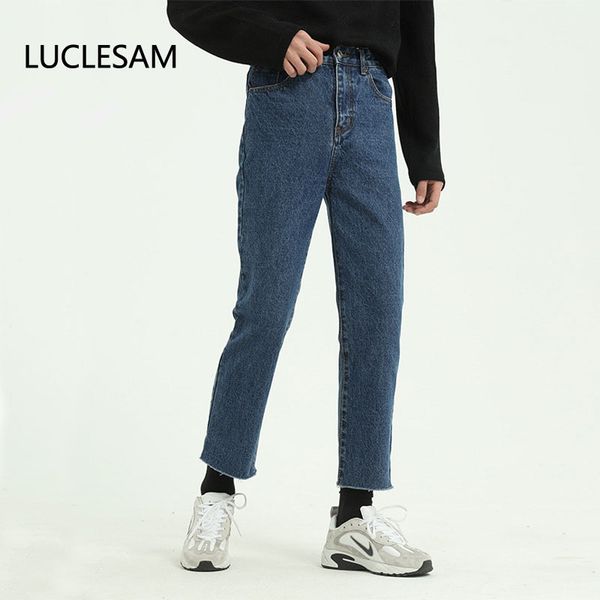 

винтажная вскользь mens denim jeans классический regular fit пят брюки прямые мужчины новые streetwear мода хип-хоп мужской брюки, Blue