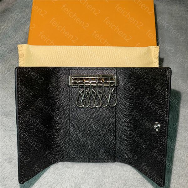 

key wallets key holder leather keychain bag women men classic 6 key holder cover keychain with box dust bag card ring coin, Red;blue