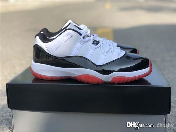 

air authentic 11 low white bred man basketball shoes 11s men black true red retro athletic sneakers with original box av2187-160
