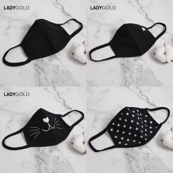 

dl sip7 colors cotton pm2.5 mout mask anti dust windproof mout-muffle adjustable elastic breatable fa masks#337, Black