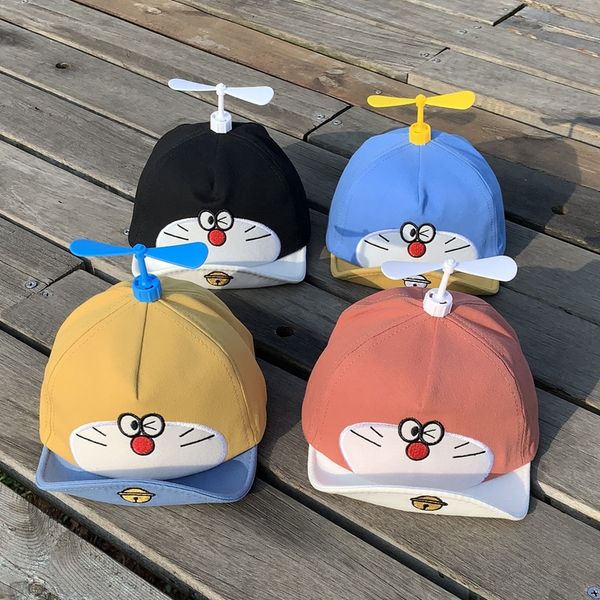 

mesh baby cap net baby hat cap doraemon autumn ding-dang-dang cat children's bamboo dragonfly hat, Yellow