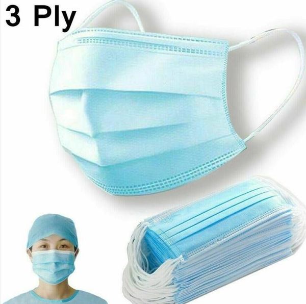 

Face Mouth Mask 50PCS Disposable Non-Woven Mouthmask Three-layer Filter For Unisex Anti-dust Mouth Facemask Wholesale
