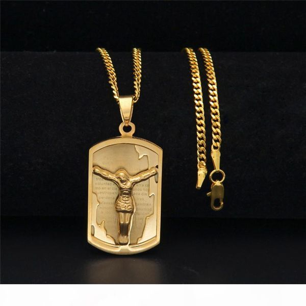 

hip hop cross jesus pendant necklaces for men luxury stainless steel necklaces hiphop jewelry 18k gold plated ice out chains, Silver