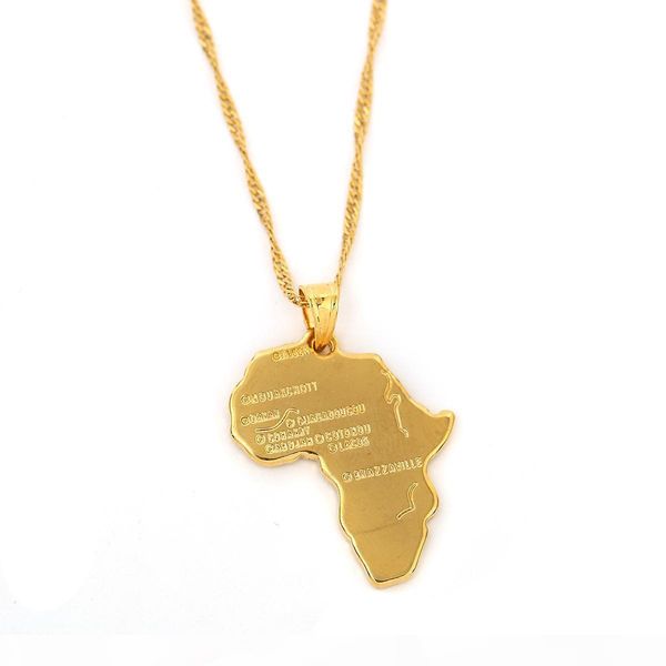 

j new african map pendant necklace women girl 24k gold color pendant jewelry men african map hiphop item wholesale, Silver