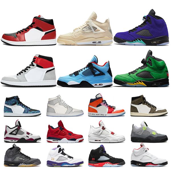 

jumpman 1 1s womens sneakers mens basketball shoes size 13 mid chicago travis scott sail 4 4s 5 alternate purple grape 5s trainers, White;red