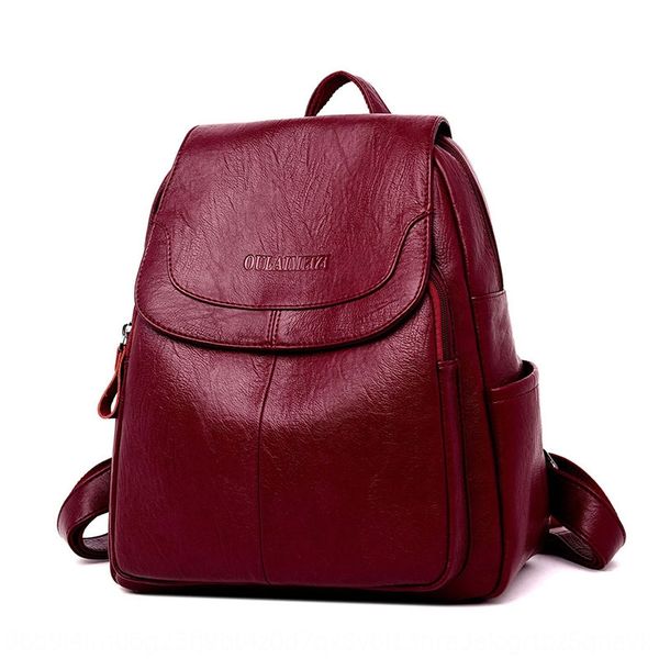 

new korean style all-match leather sheepskin women's backpack fashion trend middle school students' women's backpack bag