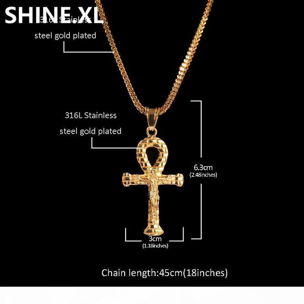 

cross necklace men crucifix jesus pendant gold silver color stainless steel men chain catholic jewelry christmas gifts