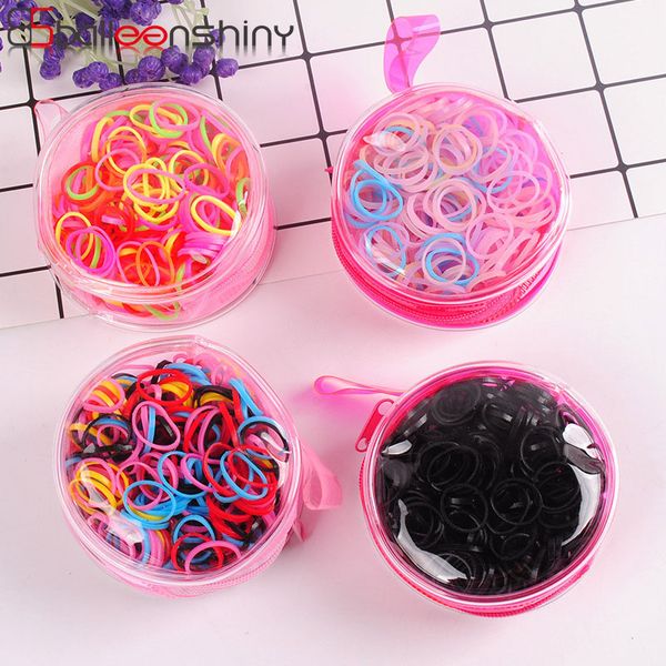 

balleenshiny 400pcs / мешок красочных полосы волос кольцо упругих волос ребёнка головной убор резинка фрукты шаблон rope украшение, Slivery;white