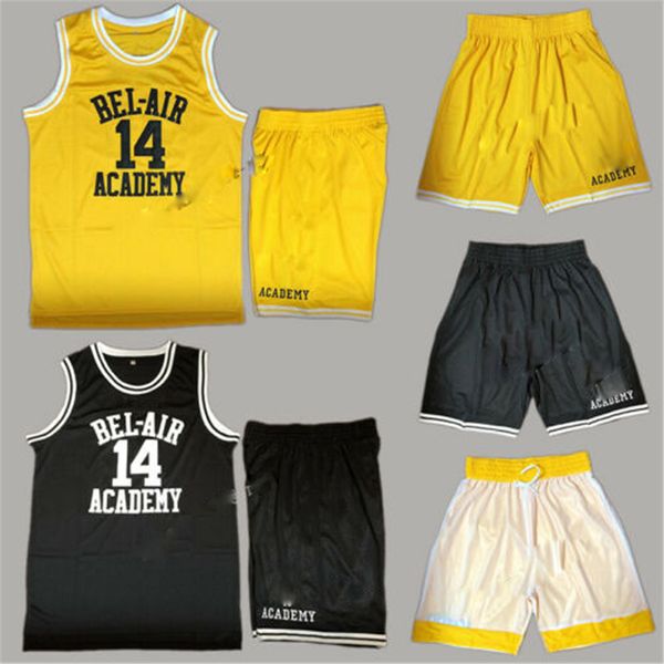 

ncaa men will smith fresh #14 prince of bel air college basketball jersey shorts suit black green yello stitched