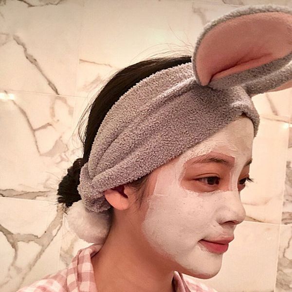 

xhokz ouyang nana the same three-dimensional rabbit ear high-elastic plush tu er b hair band cute children and girls' heart hair access, Slivery;white