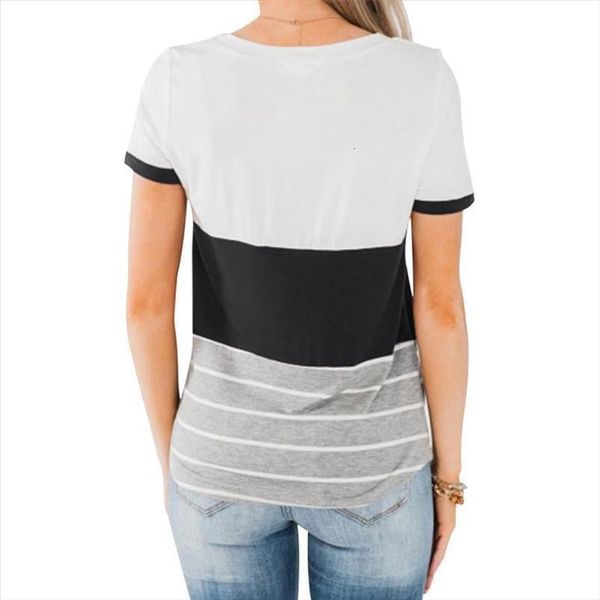 

pocket t shirt women striped striped tee summer short sleeve tee shirts 2020 patchwork slim fit women o neck t, White