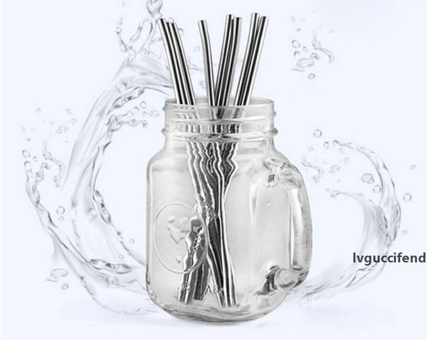 

durable stainless steel straight drinking straw straws metal bar family kitchen ship